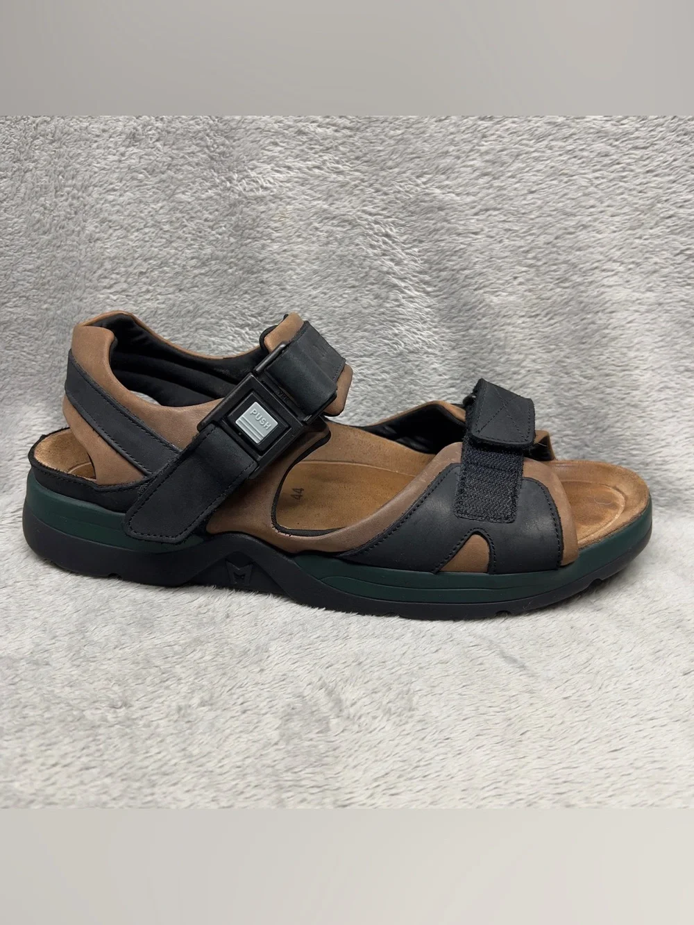 Mephisto Shark Fit Sandals Men's Size 44 US 10 Black Brown Leather Comfort